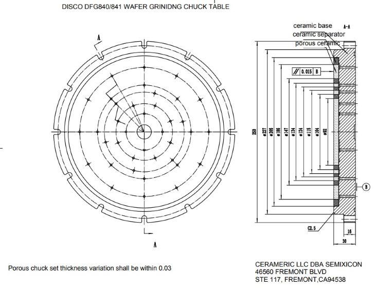 DISCO DFG840/841 Wafer Griniding Polishing Chuck Table