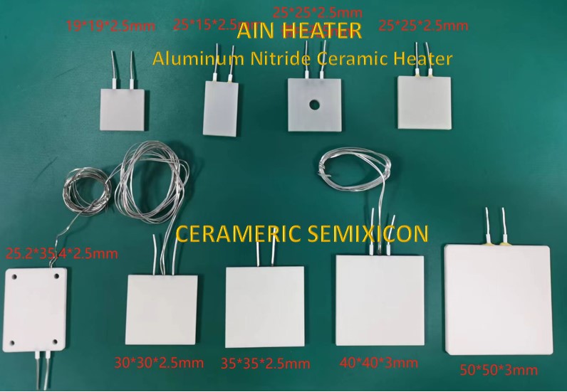 AIN Aluminum Nitride Ceramic Heater All size, temp, wires , we customize starting from 1 pcs